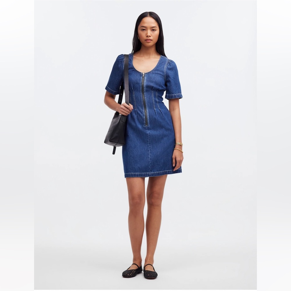 Madewell Denim Darted Mini Dress in Pixie Wash